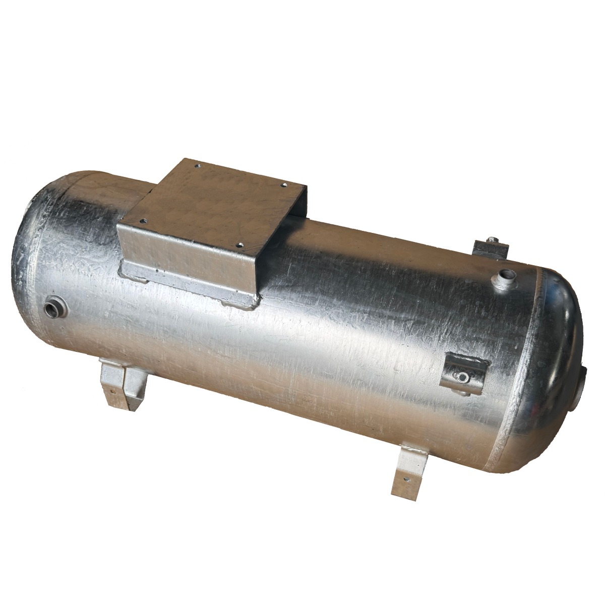 <div class="artikeluber">Druckluftbehälter</div> 60 l liegend - verzinkt - 15 bar mit Konsole